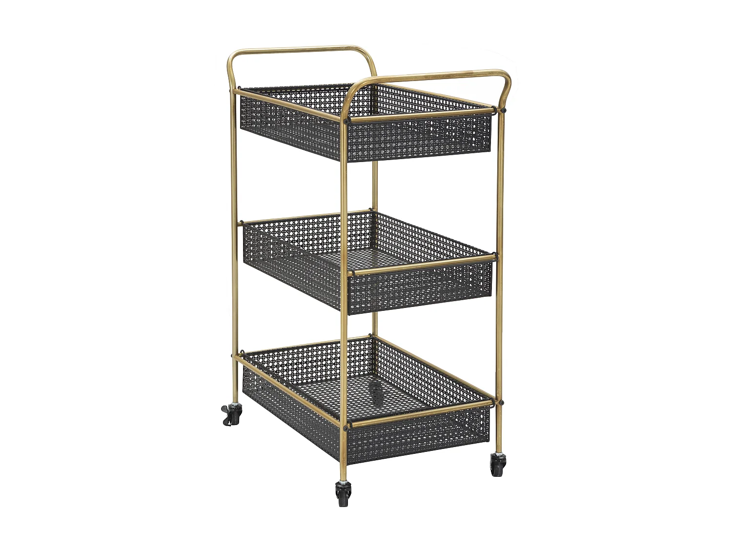 Carrello in metallo nero con 3 ripiani cm 56x37x81