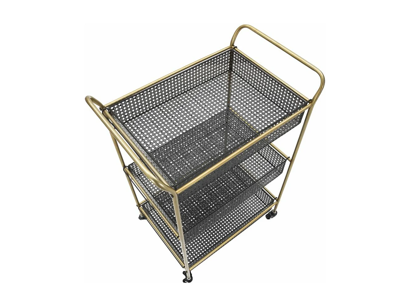 Carrello in metallo nero con 3 ripiani cm 56x37x81