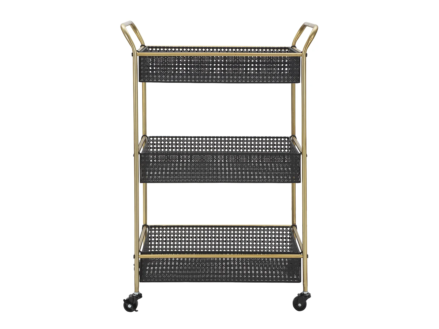 Zwarte metalen trolley met 3 planken 56x37x81 cm