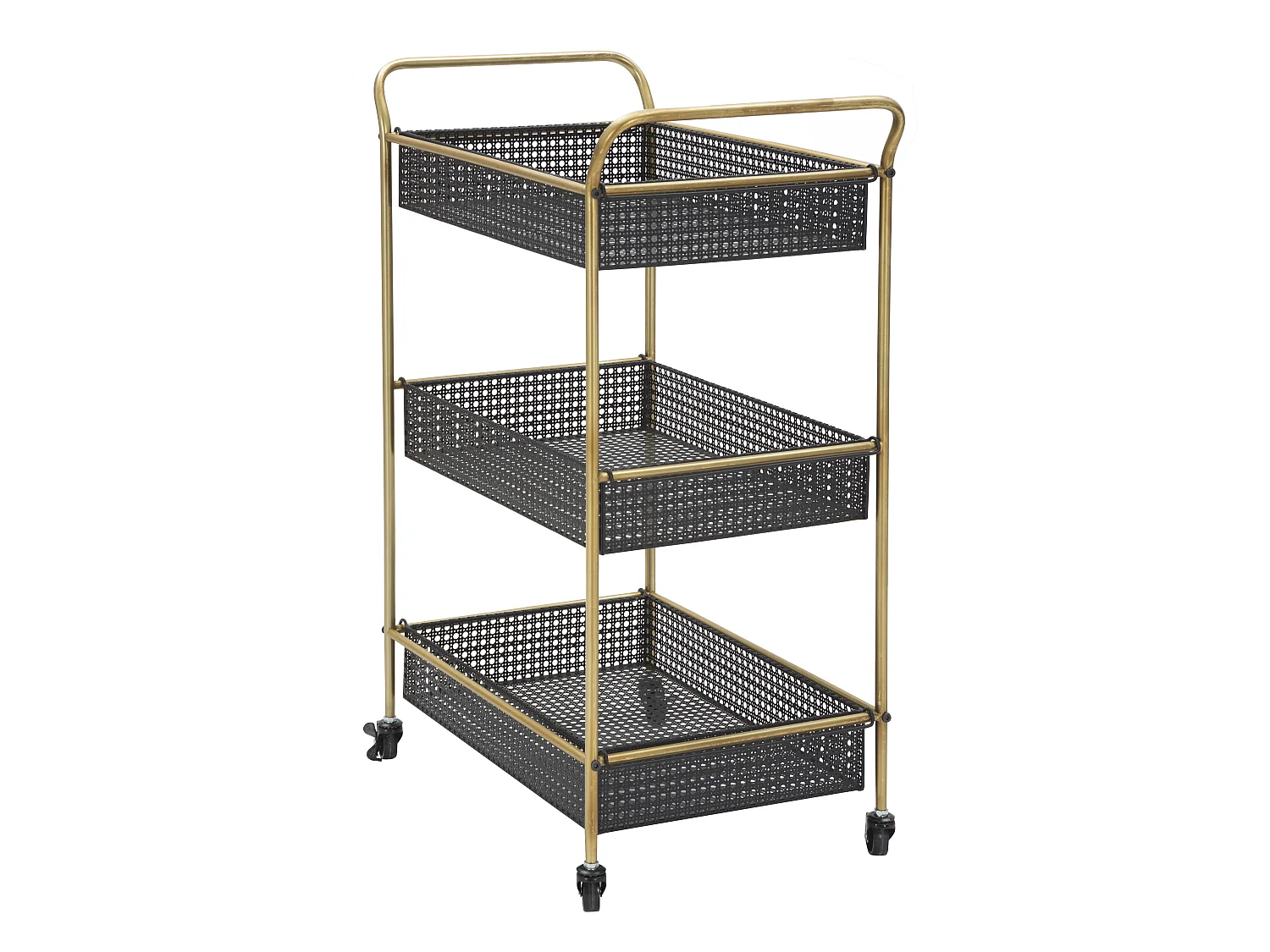 Zwarte metalen trolley met 3 planken 56x37x81 cm