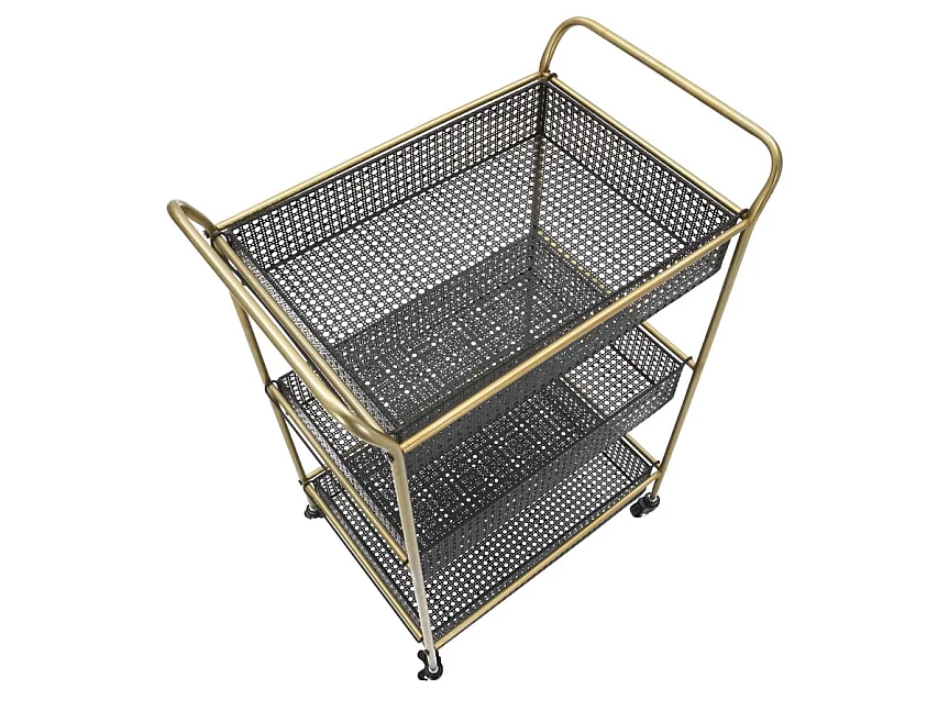 Zwarte metalen trolley met 3 planken 56x37x81 cm