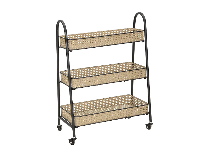 Carrello con 3 ripiani in metallo marrone e nero Ø cm 60x30x80