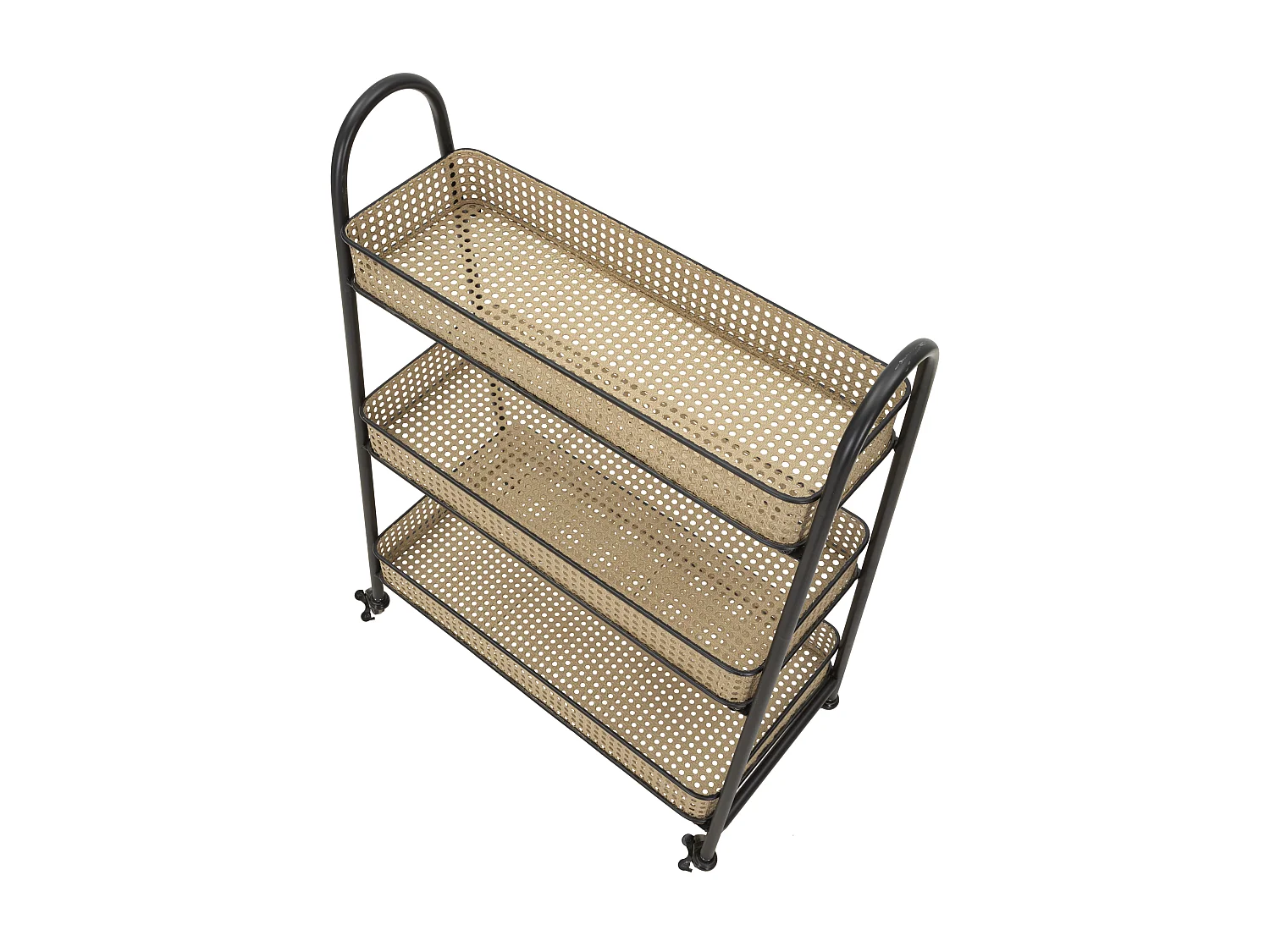 Carrello con 3 ripiani in metallo marrone e nero Ø cm 60x30x80