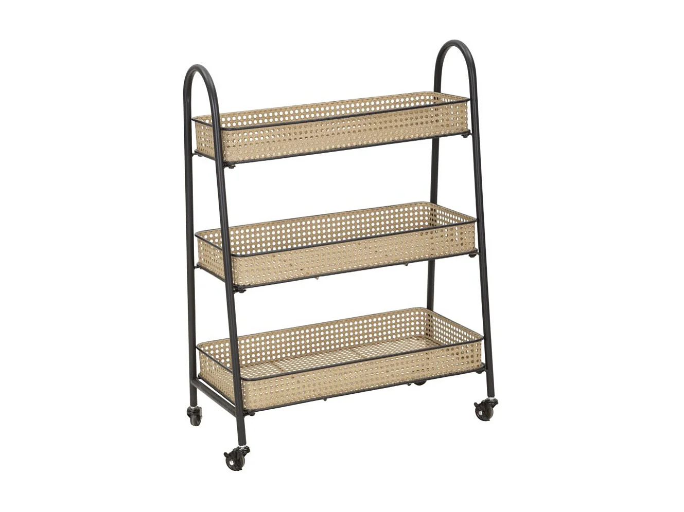 Desserte de Cuisine 3 Niveaux "Fuji" 80cm Naturel & Noir