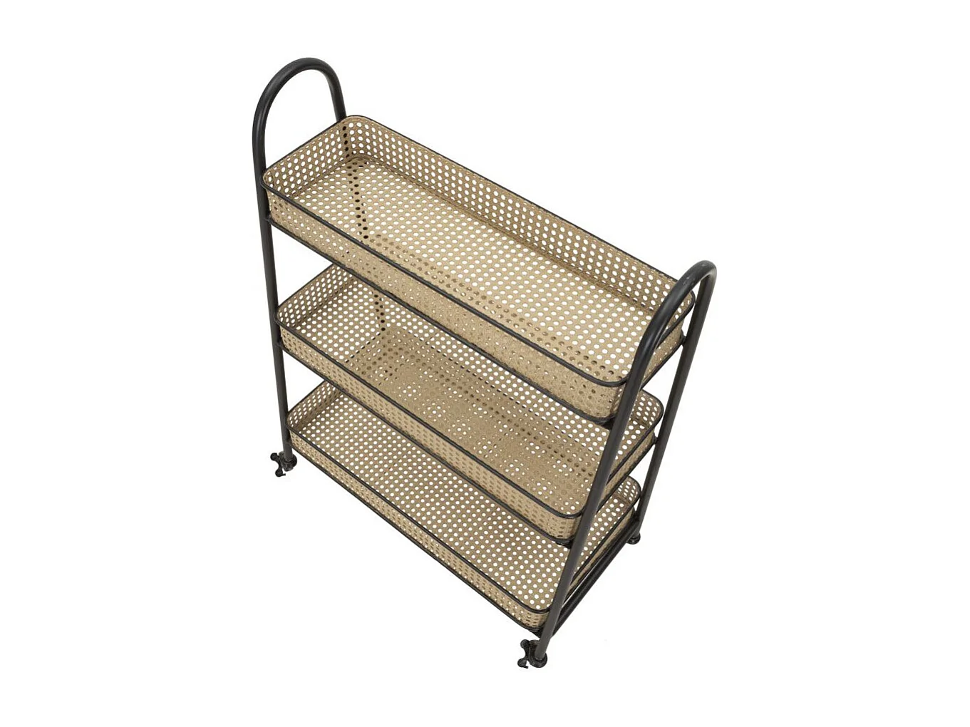 Desserte de Cuisine 3 Niveaux "Fuji" 80cm Naturel & Noir