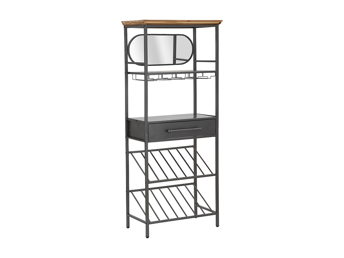 CARRELLO CUCINA IN legno BAMBU con Portabottiglie Cassetto Posate Cesto