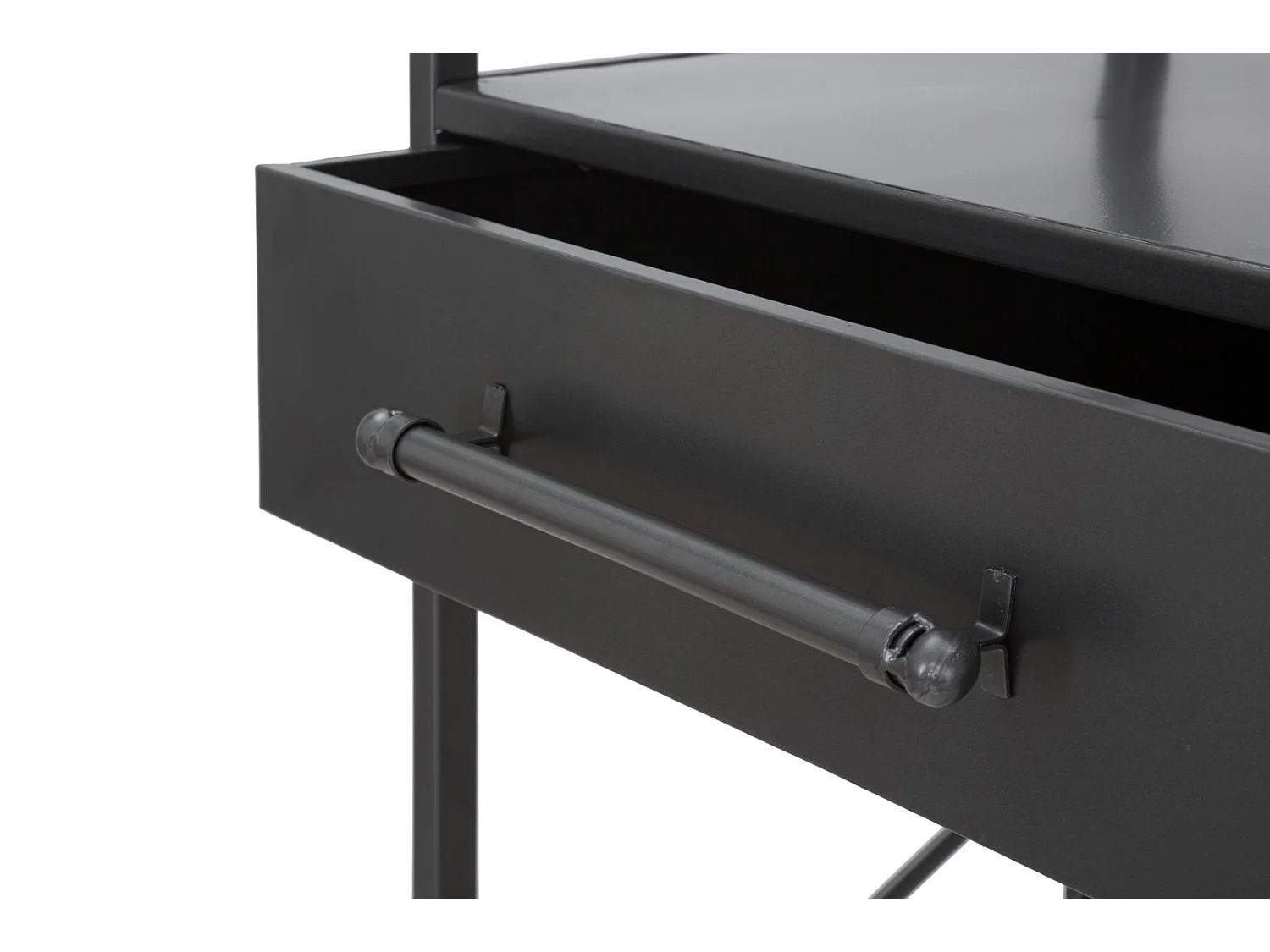 Meuble en métal noir avec tiroir et porte-bouteille 68x37x165 cm