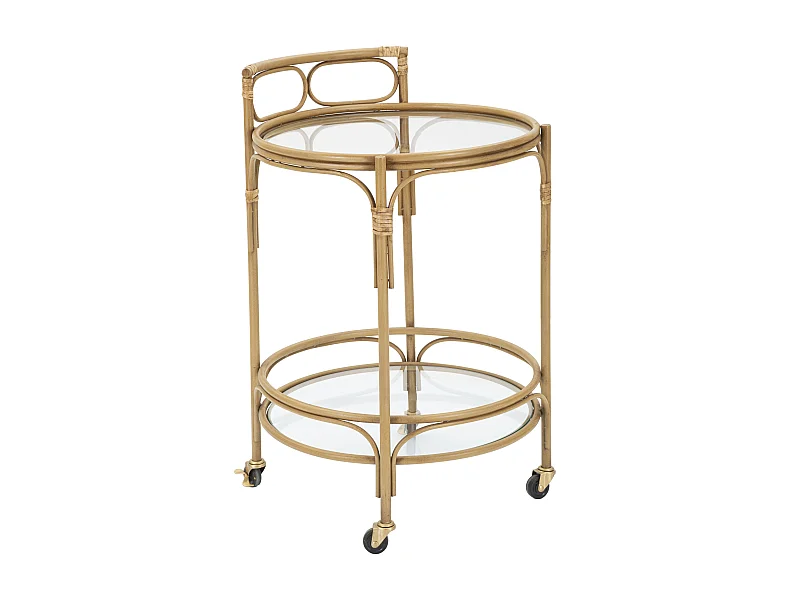 Carrello rotondo in metallo marrone Ø cm 51x74