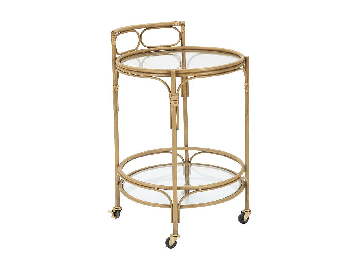 Ronde bruine metalen trolley Ø 51x74 cm