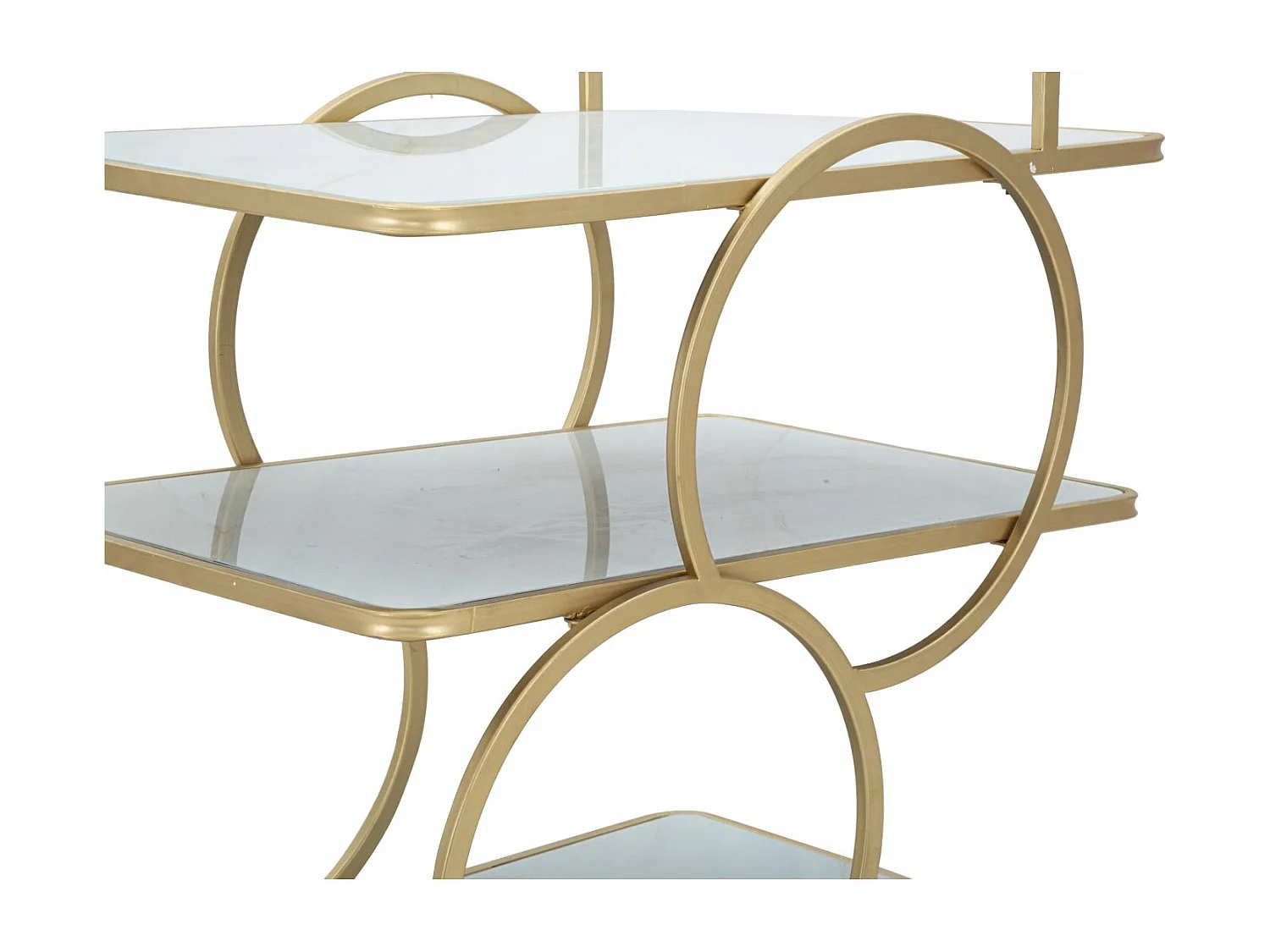 Desserte en métal doré avec 3 étagères en verre 64x46x79 cm