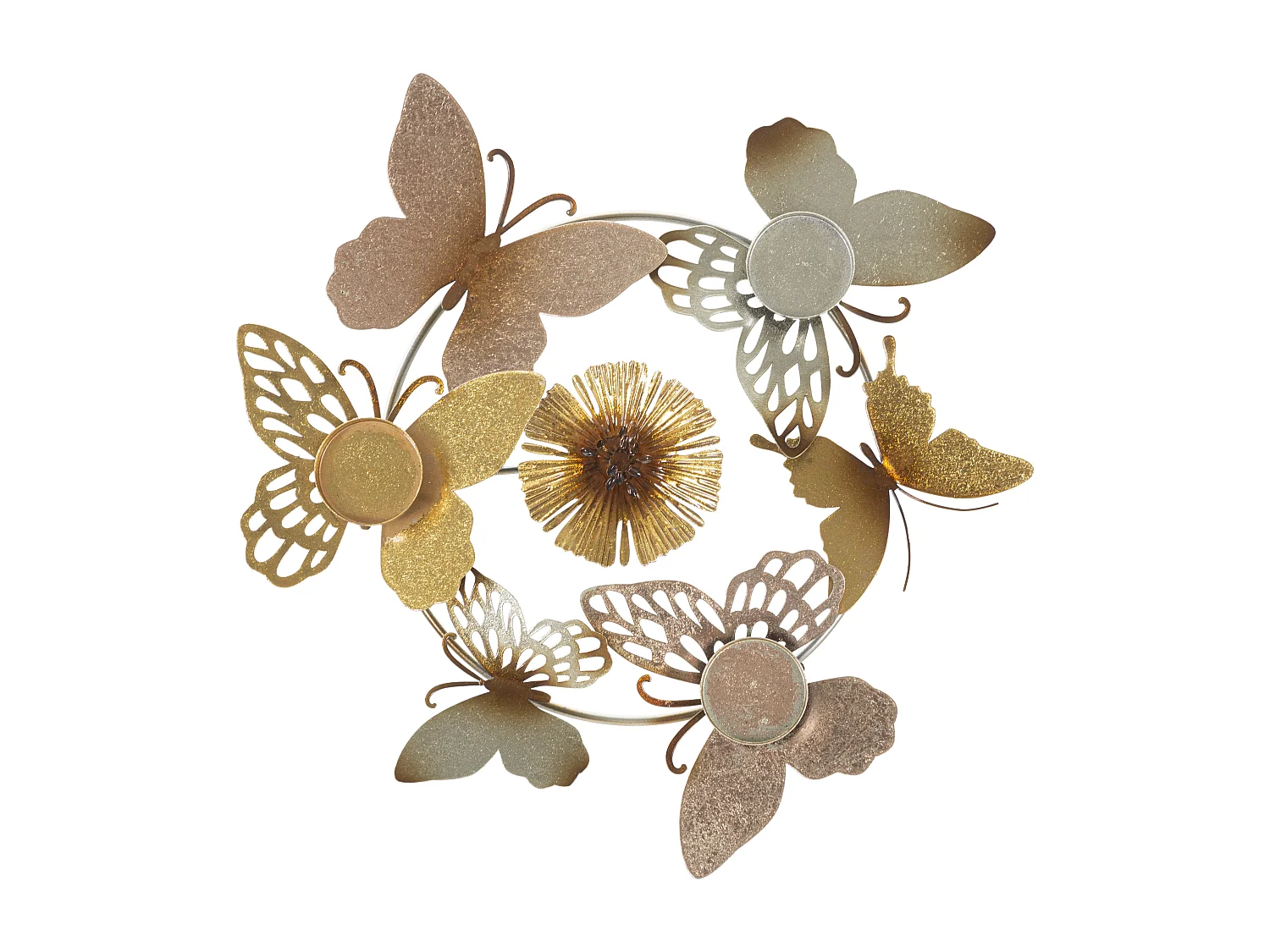 Bougeoir Design en Métal "Papillons" 39cm Multicolore