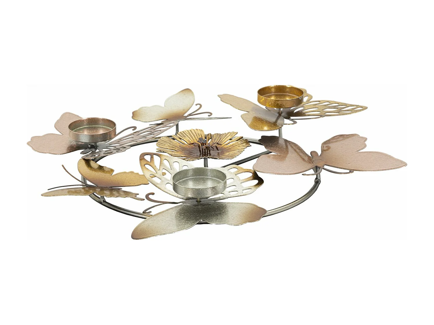 Bougeoir Design en Métal "Papillons" 39cm Multicolore