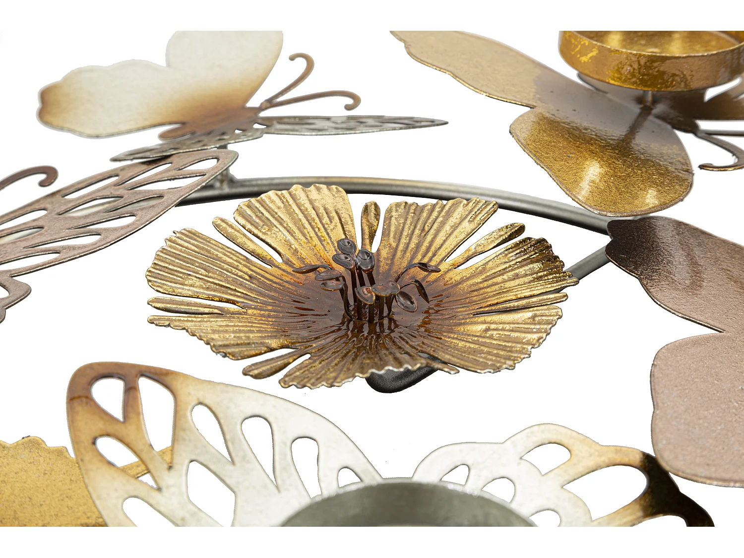 Bougeoir Design en Métal "Papillons" 39cm Multicolore