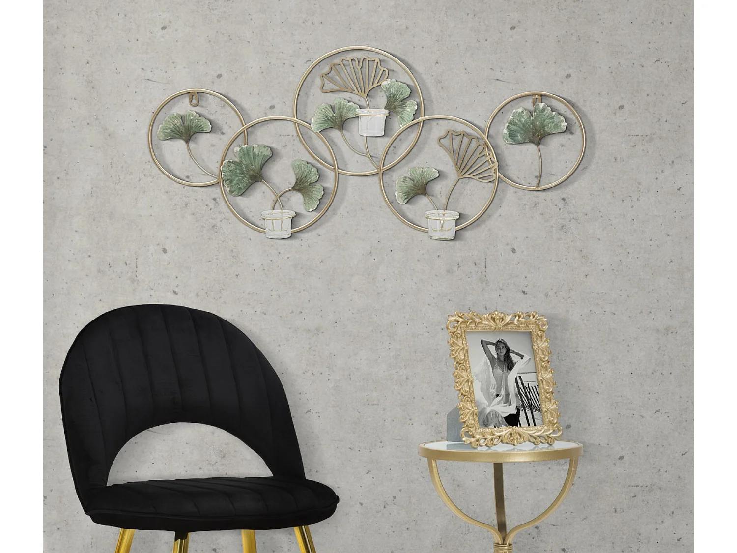 Bougeoir Mural en Métal "Greenery" 80cm Multicolore