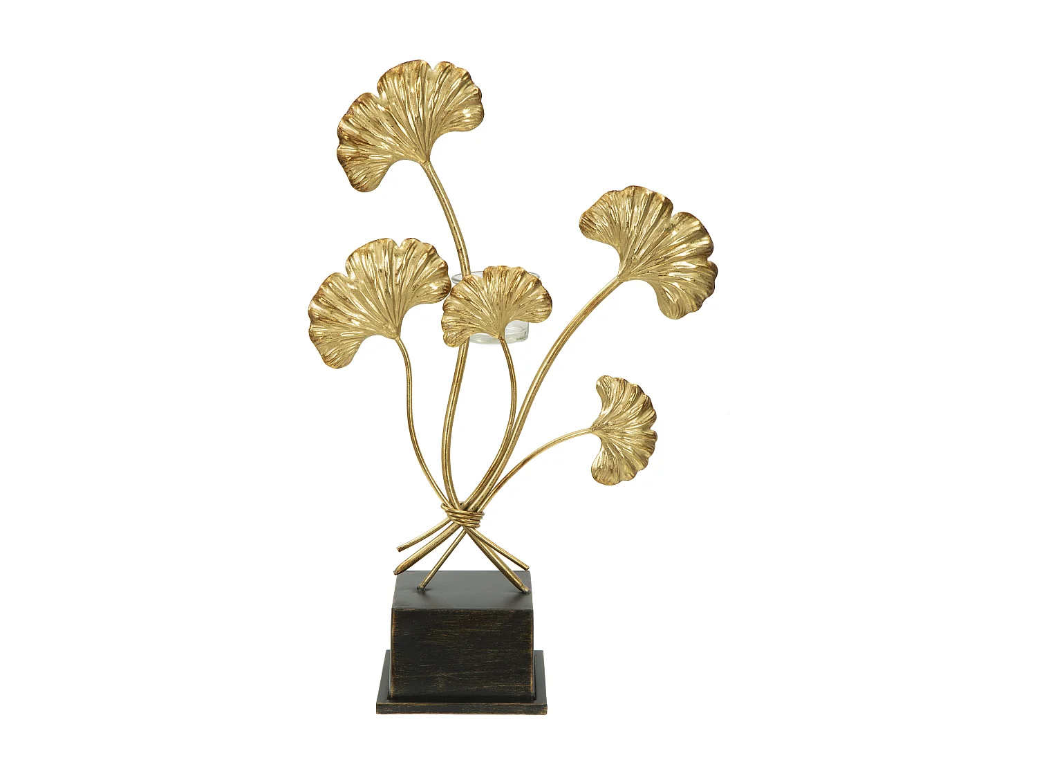 Bougeoir Design en Métal "Iris" 44cm Or