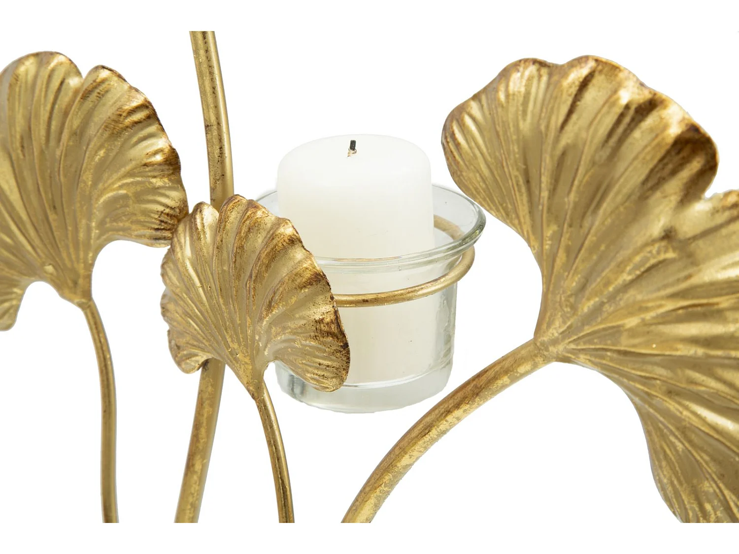 Bougeoir Design en Métal "Iris" 44cm Or