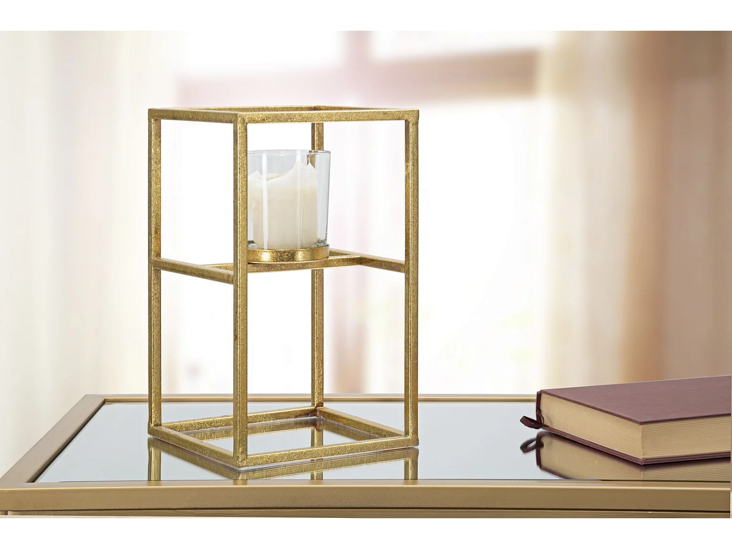 Bougeoir Design en Métal "Elegant" 25cm Or