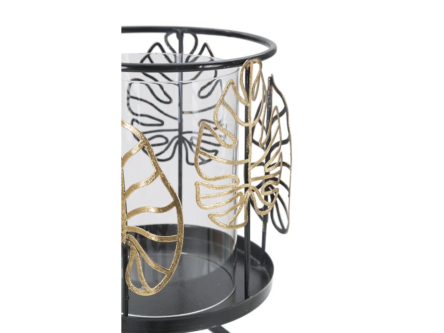 Portacandele in metallo grigio foglie Ø cm 15x23,5