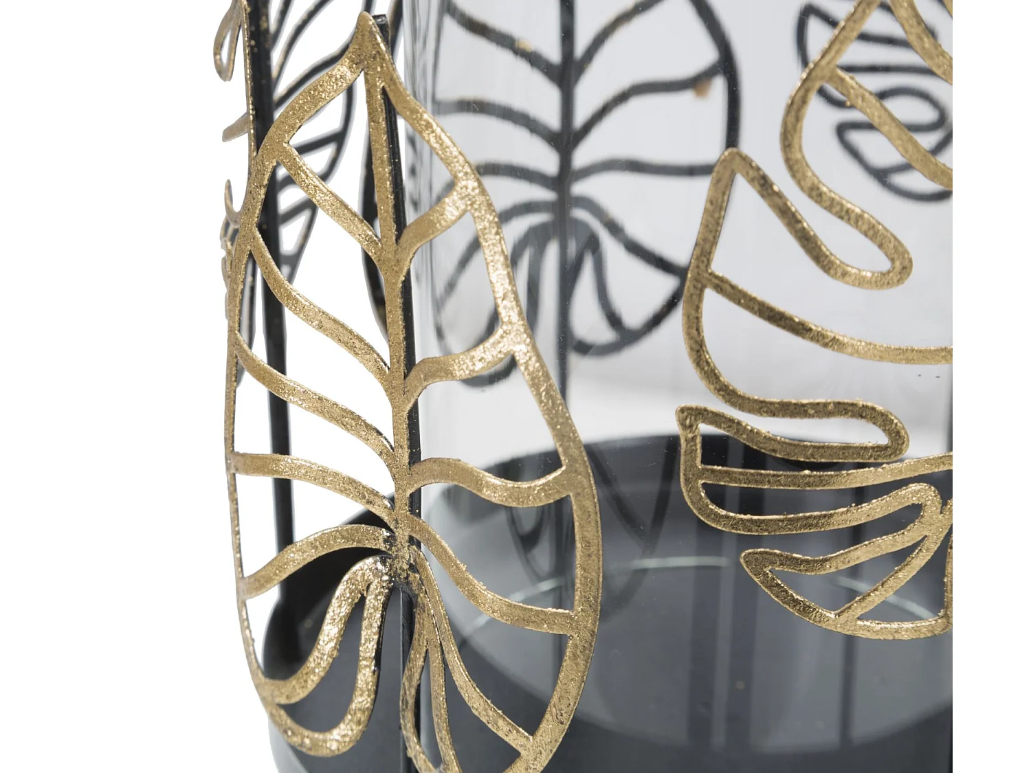 Bougeoir en métal feuille grise Ø 15x23,5 cm