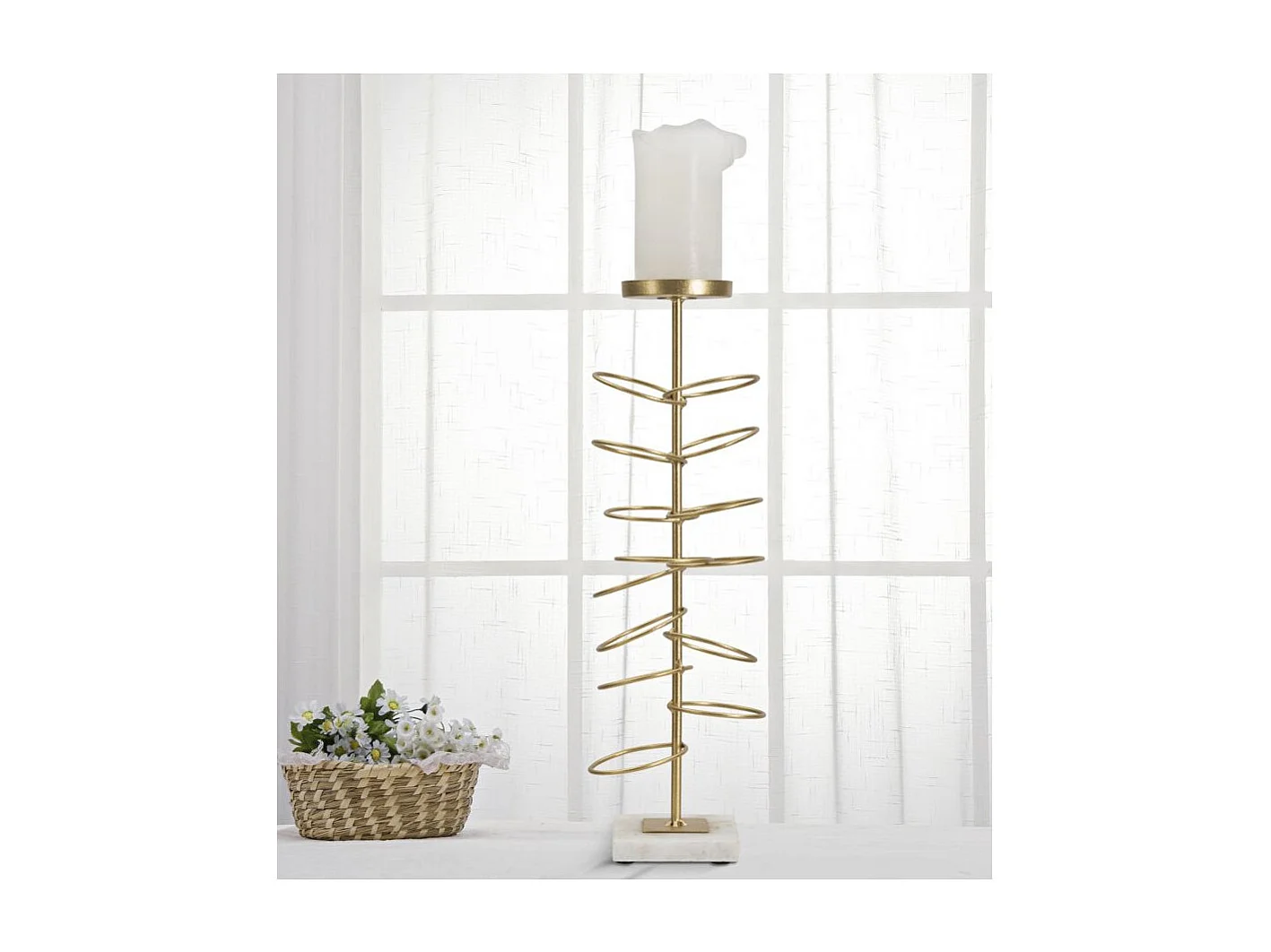 Bougeoir Design en Métal "Rings" 46cm Or