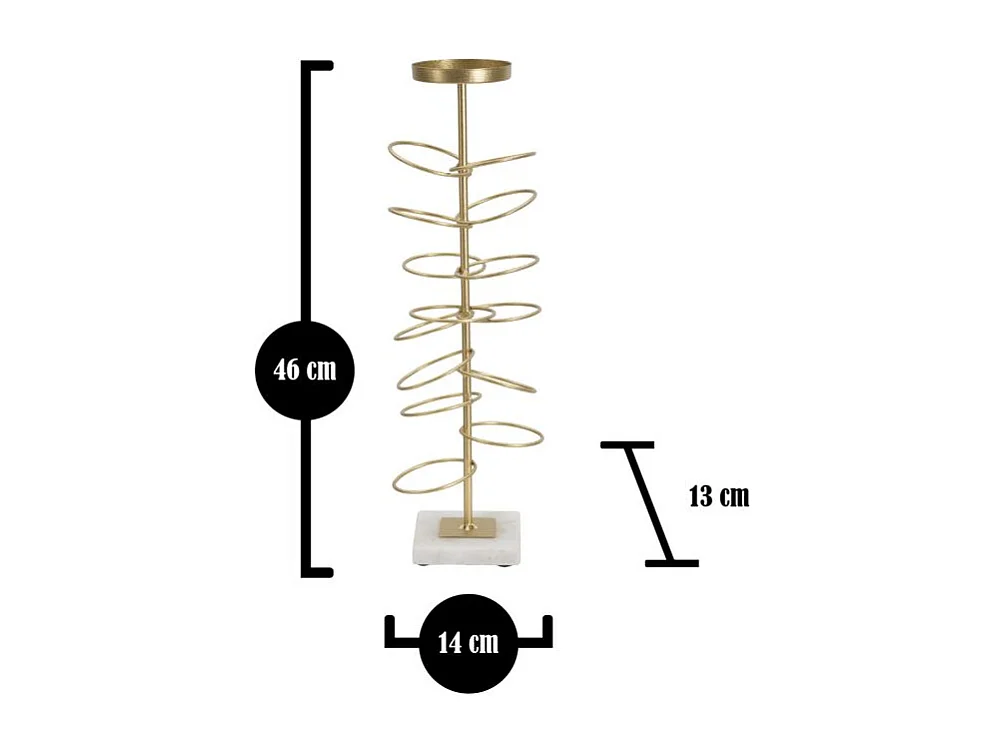 Bougeoir Design en Métal "Rings" 46cm Or