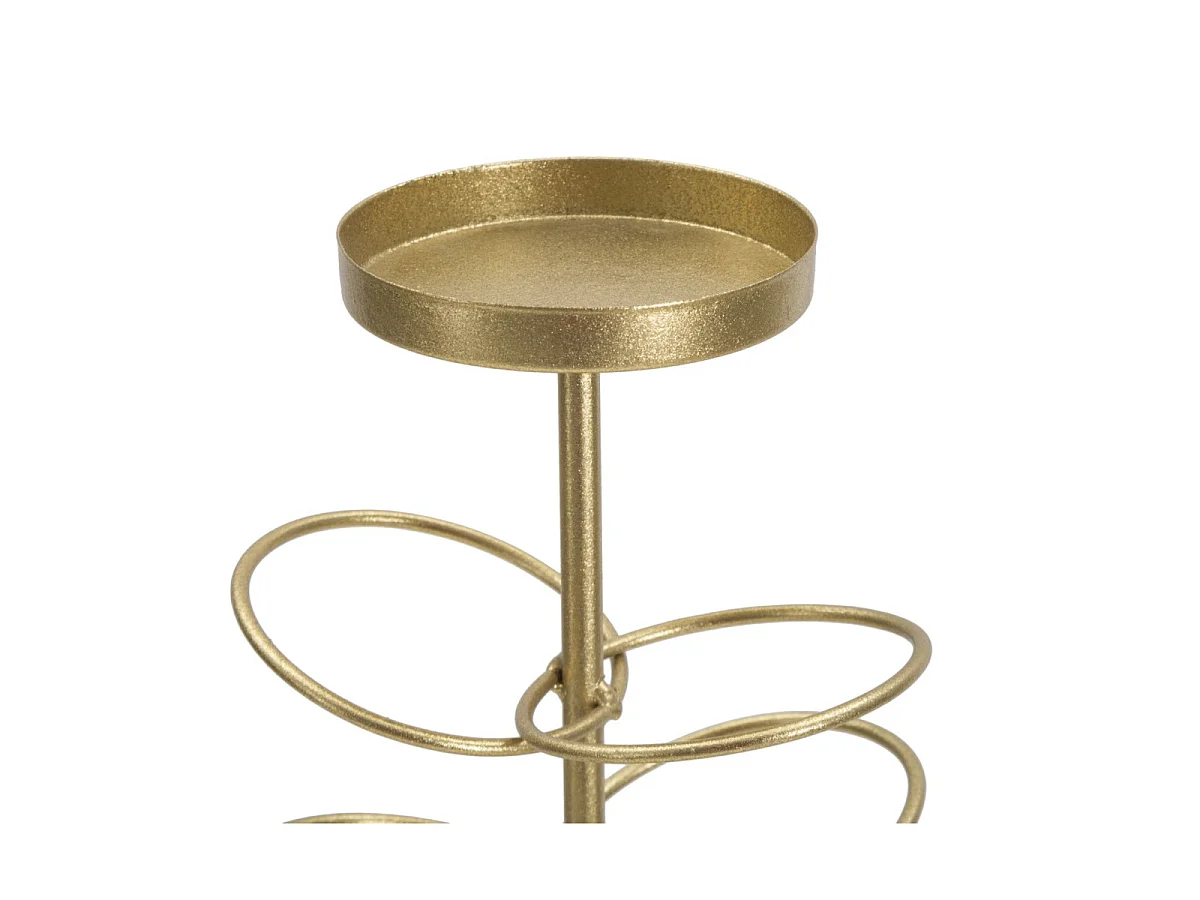 Bougeoir Design en Métal "Rings" 46cm Or