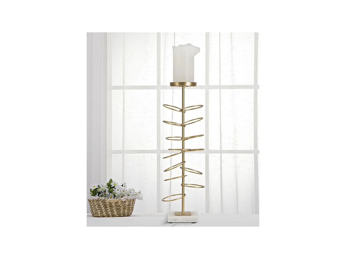 Bougeoir Design en Métal "Rings" 46cm Or