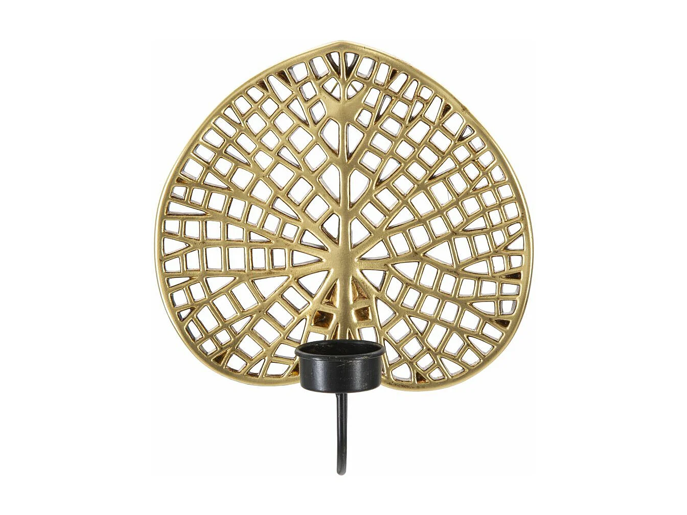 Portacandele da parete in resina dorato foglia cm 20x8x22,2