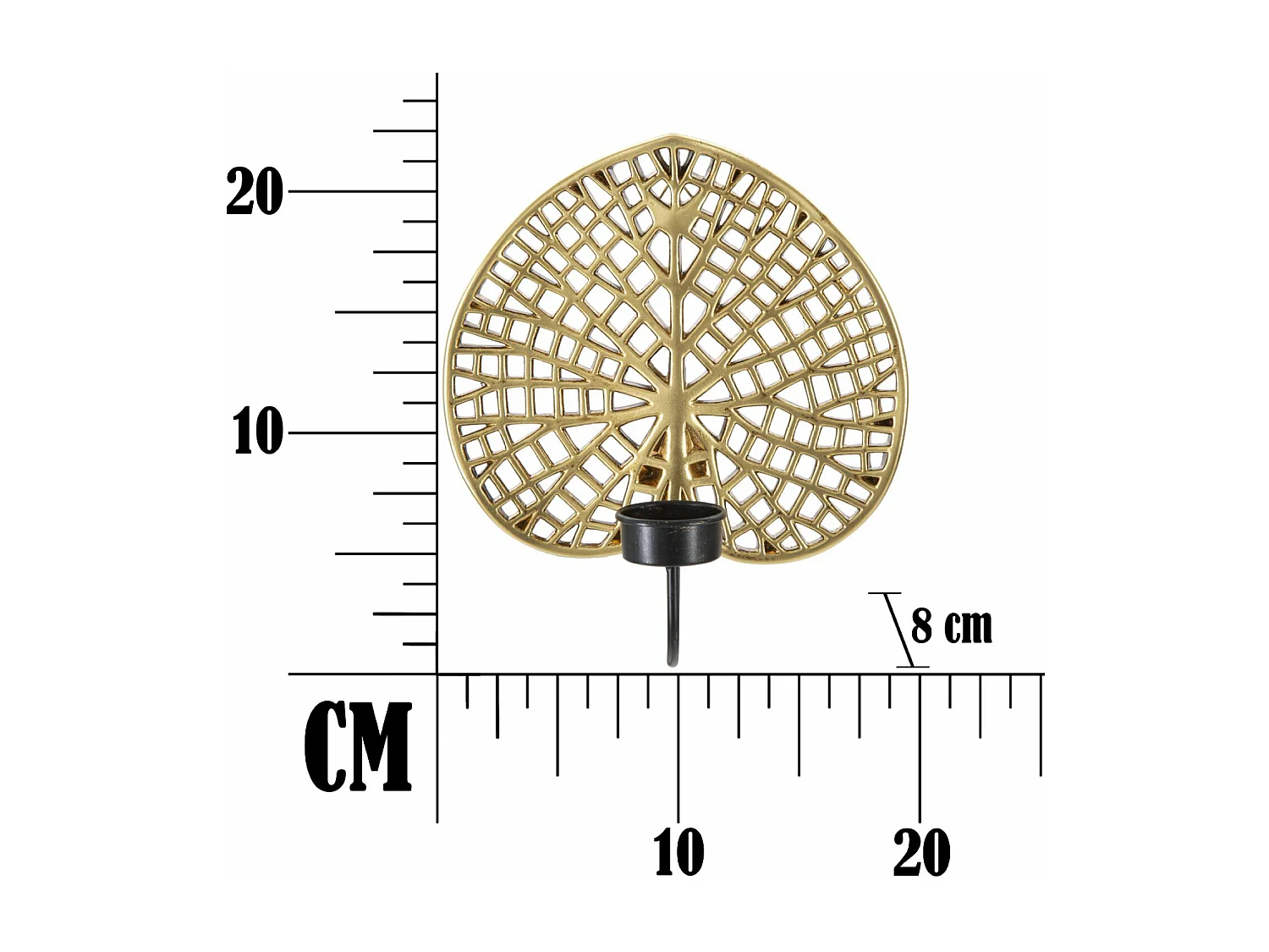 Portacandele da parete in resina dorato foglia cm 20x8x22,2