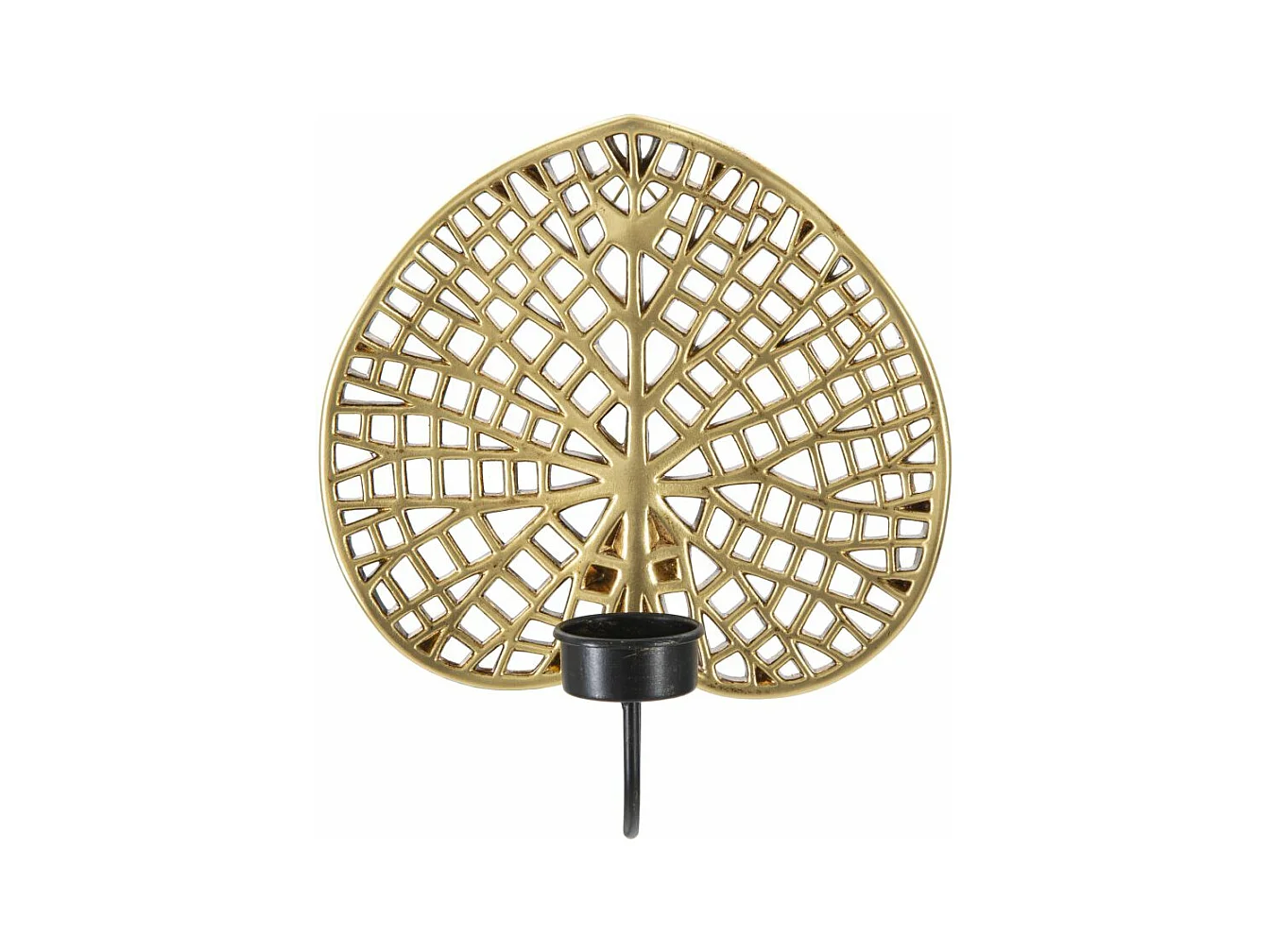 Support de Bougie Murale Lotus en métal doré et noir - 20x8x22,2 cm, design inspiré de la feuille de lotus pour une touche exotique.