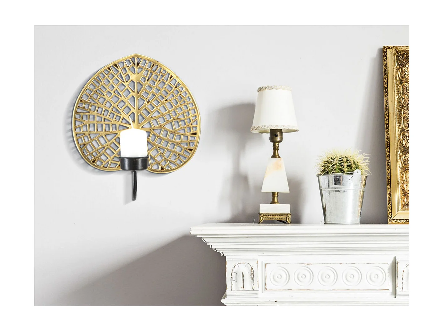 Bougeoir Mural Design "Lotus" 22cm Or