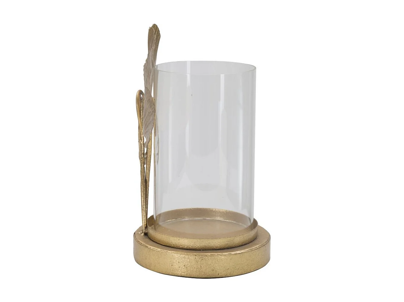 Gouden metalen kaarsenhouder met bladeren 17x12x21 cm