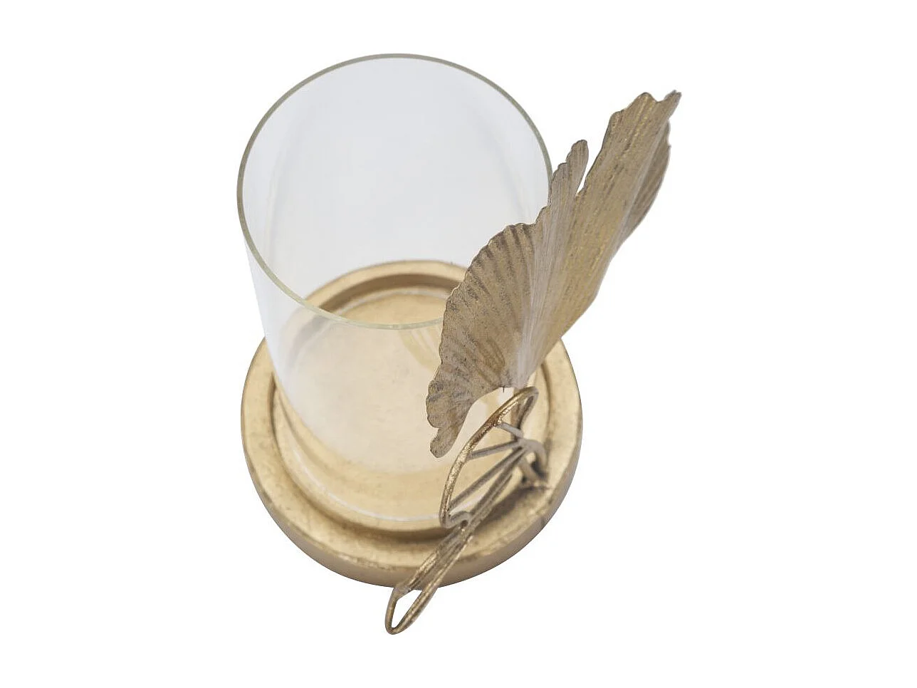 Gouden metalen kaarsenhouder met bladeren 17x12x21 cm