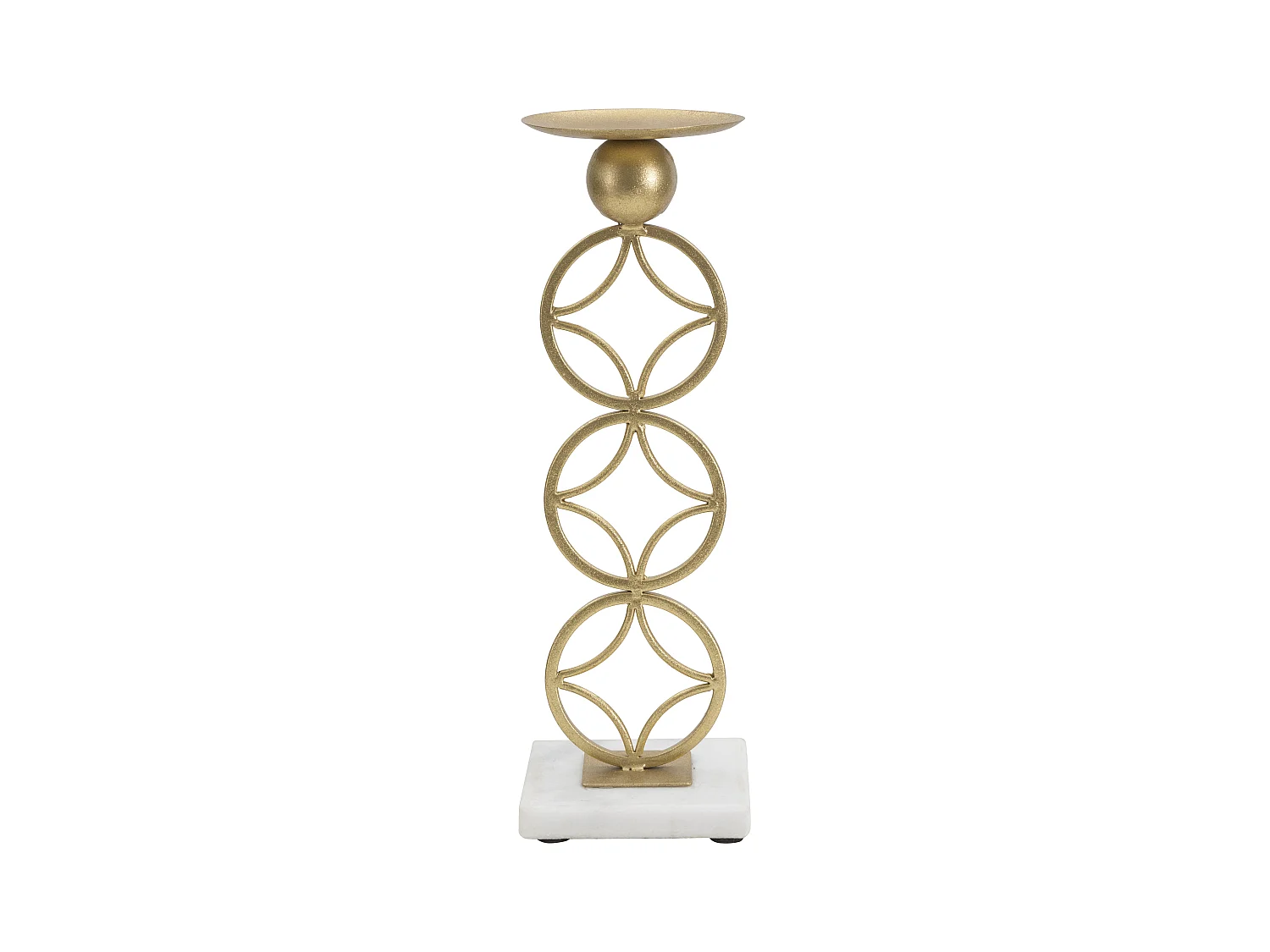 Support de Bougie Élégant en Métal Doré avec Base en Marbre - Porte-bougie Star 10x10x32 cm, Design Géométrique Raffiné et Moderne