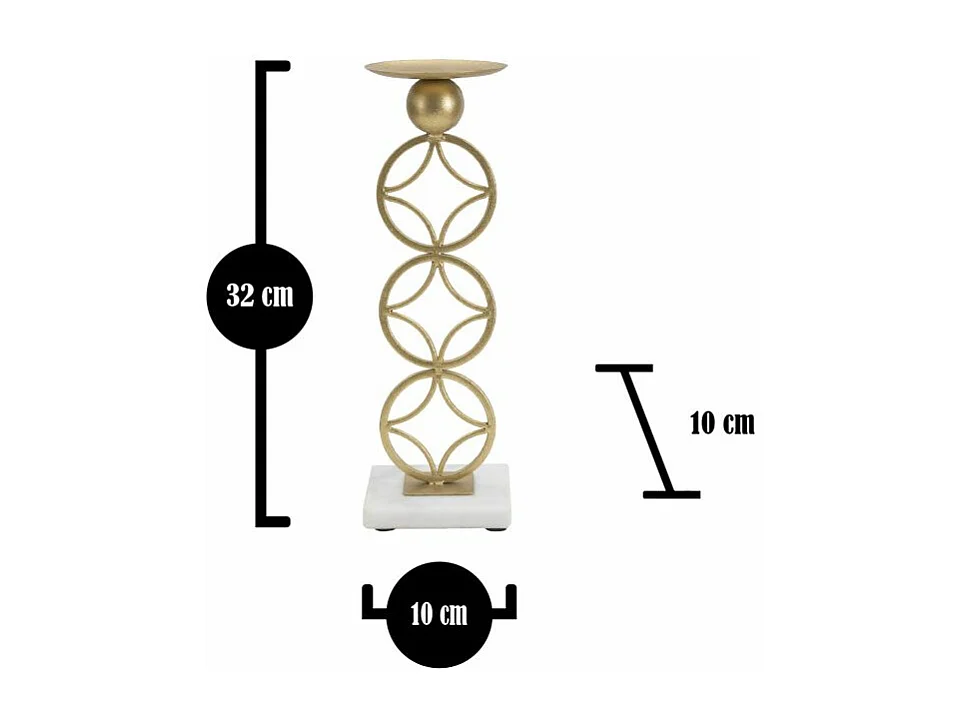 Bougeoir Design en Métal "Étoiles" 32cm Or