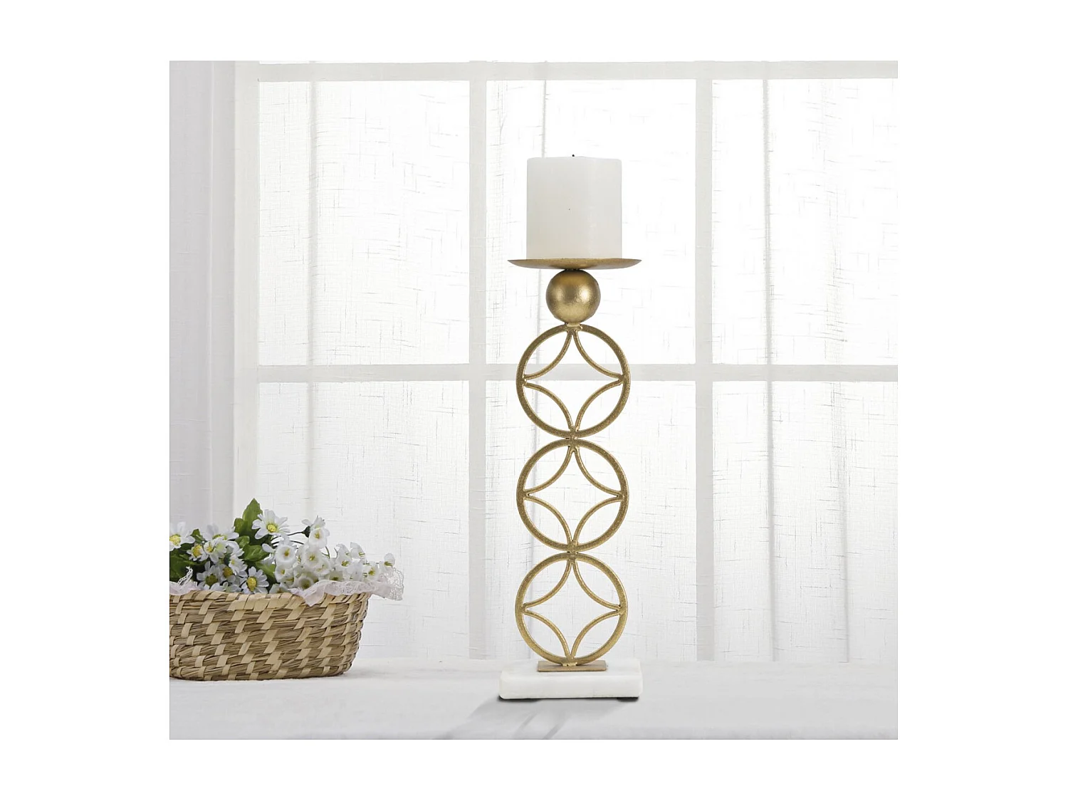 Bougeoir Design en Métal "Étoiles" 32cm Or