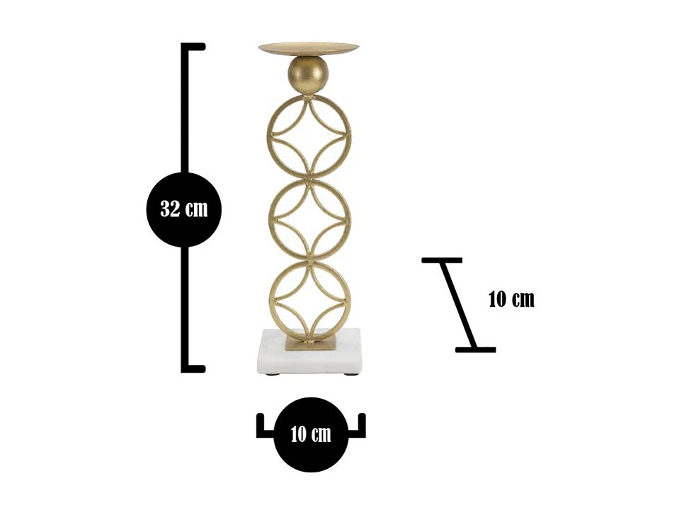 Bougeoir Design en Métal "Étoiles" 32cm Or