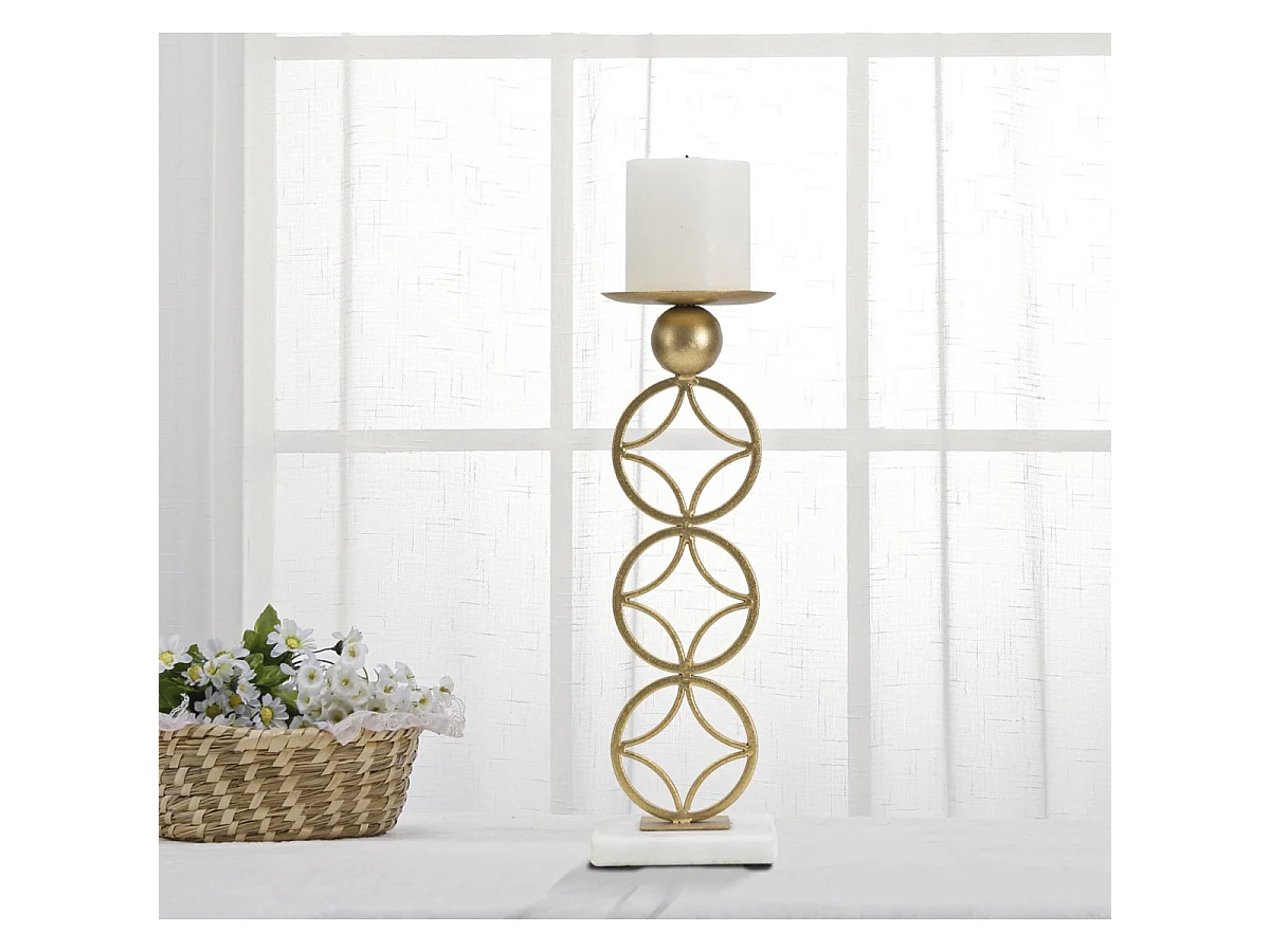 Bougeoir Design en Métal "Étoiles" 32cm Or