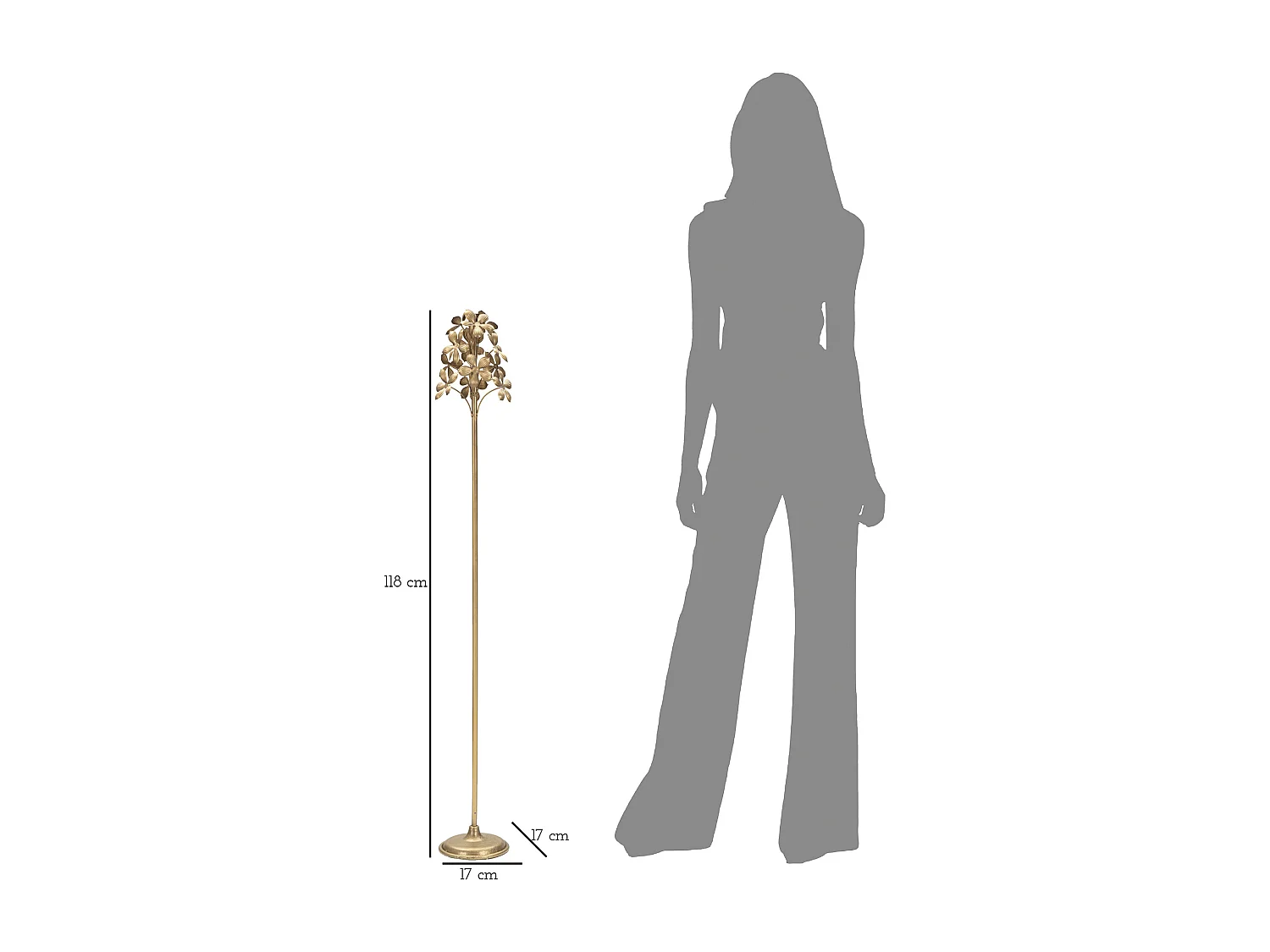 Bougeoir Design en Métal "Flowy" 118cm Or