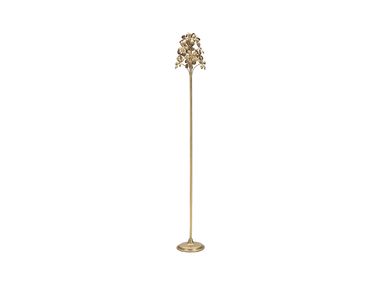 Support de Bougie Métallique Doré avec Décorations Florales Élégantes - Porte-bougie Flowy Ø 17x118 cm en Métal, Design Chic et Raffiné