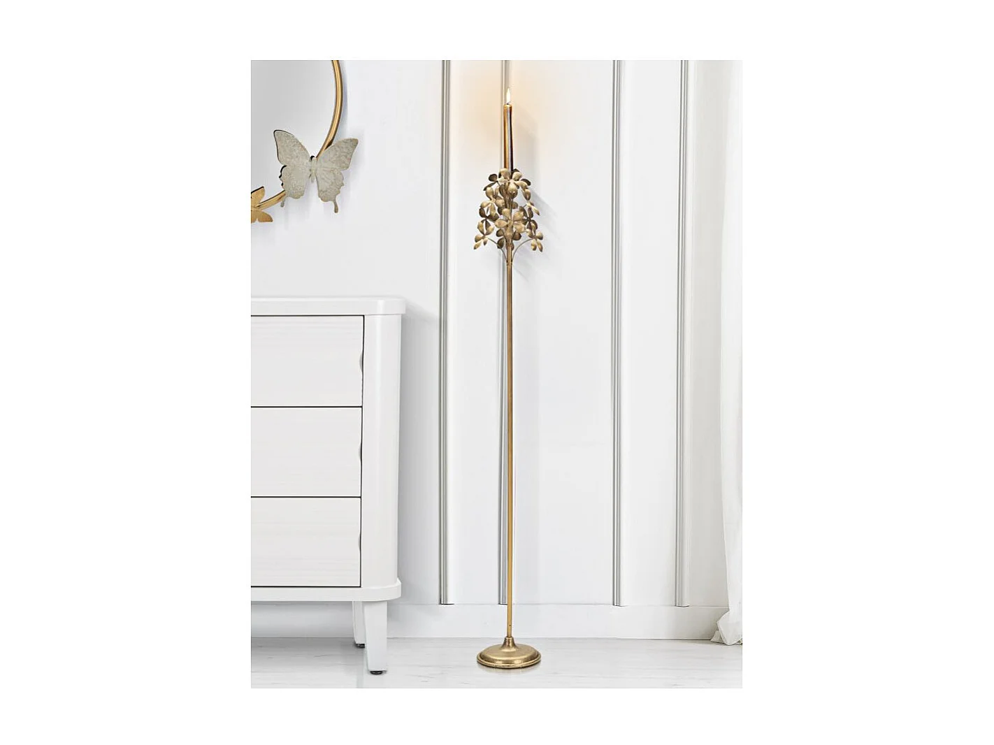 Bougeoir Design en Métal "Flowy" 118cm Or