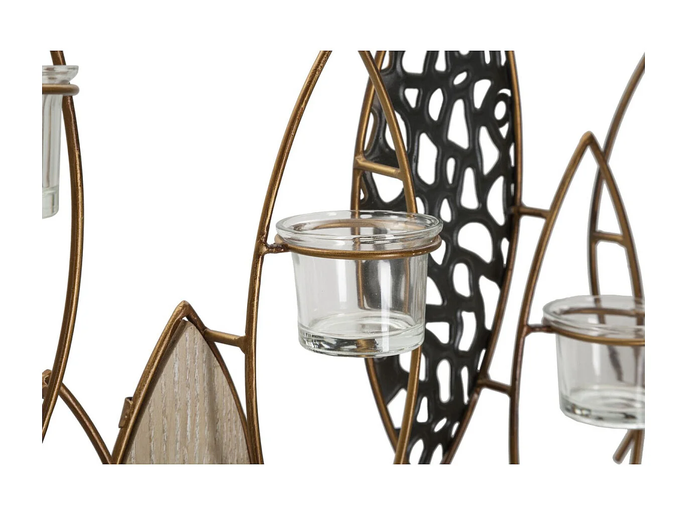 Meerkleurige metalen wandkaarsenhouder, 66x9x40,5 cm