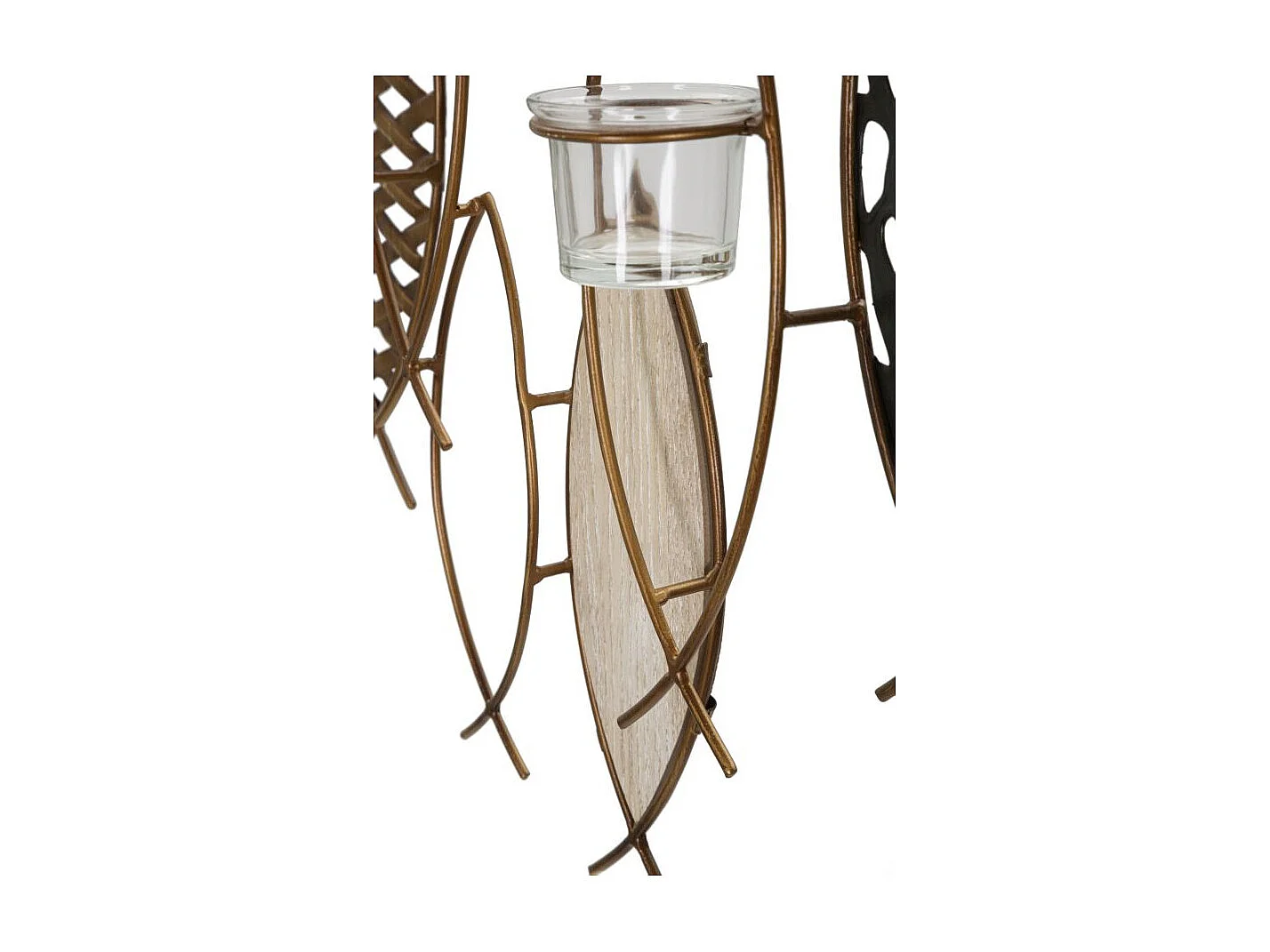 Meerkleurige metalen wandkaarsenhouder, 66x9x40,5 cm