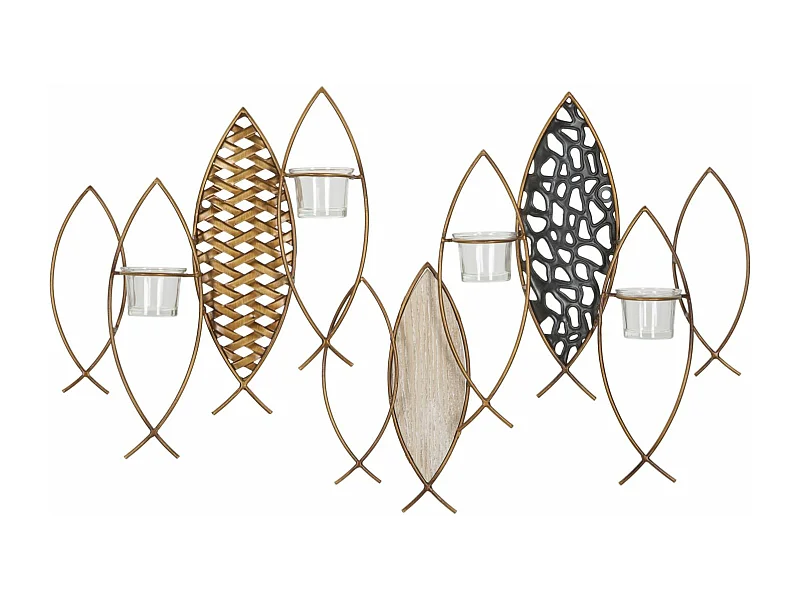 Photophore Mural en Métal "Poissons" 66cm Multicolore