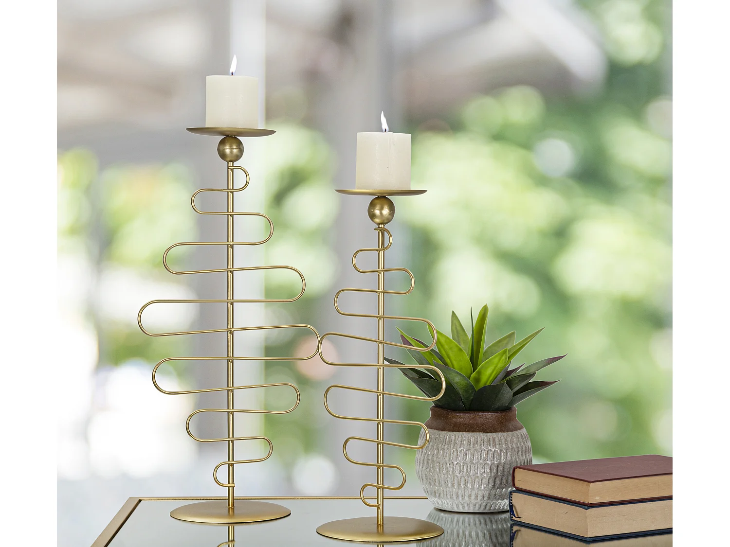 Lot de 2 Bougeoirs en Métal "Alid" 51cm Or