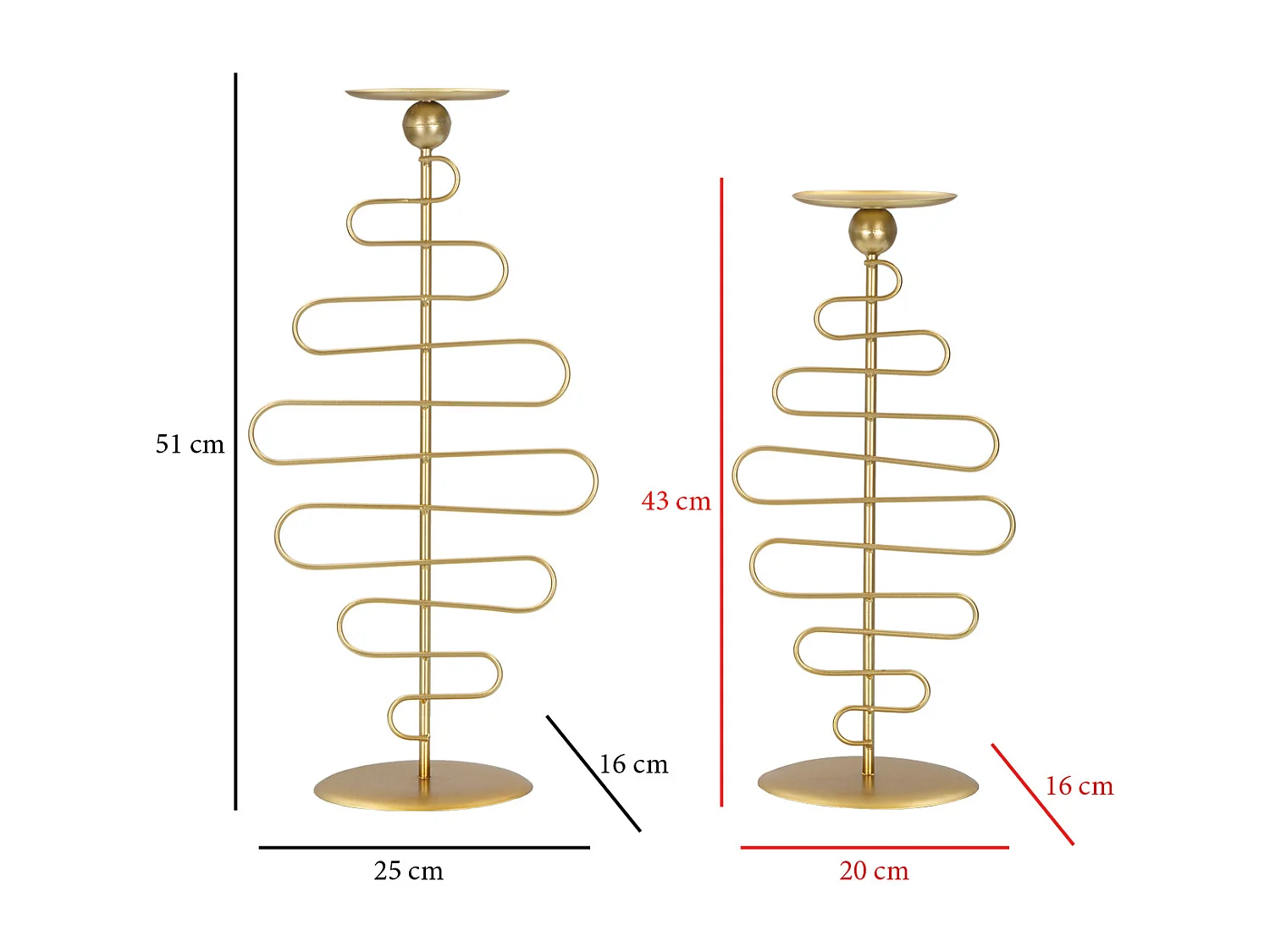 Lot de 2 Bougeoirs en Métal "Alid" 51cm Or