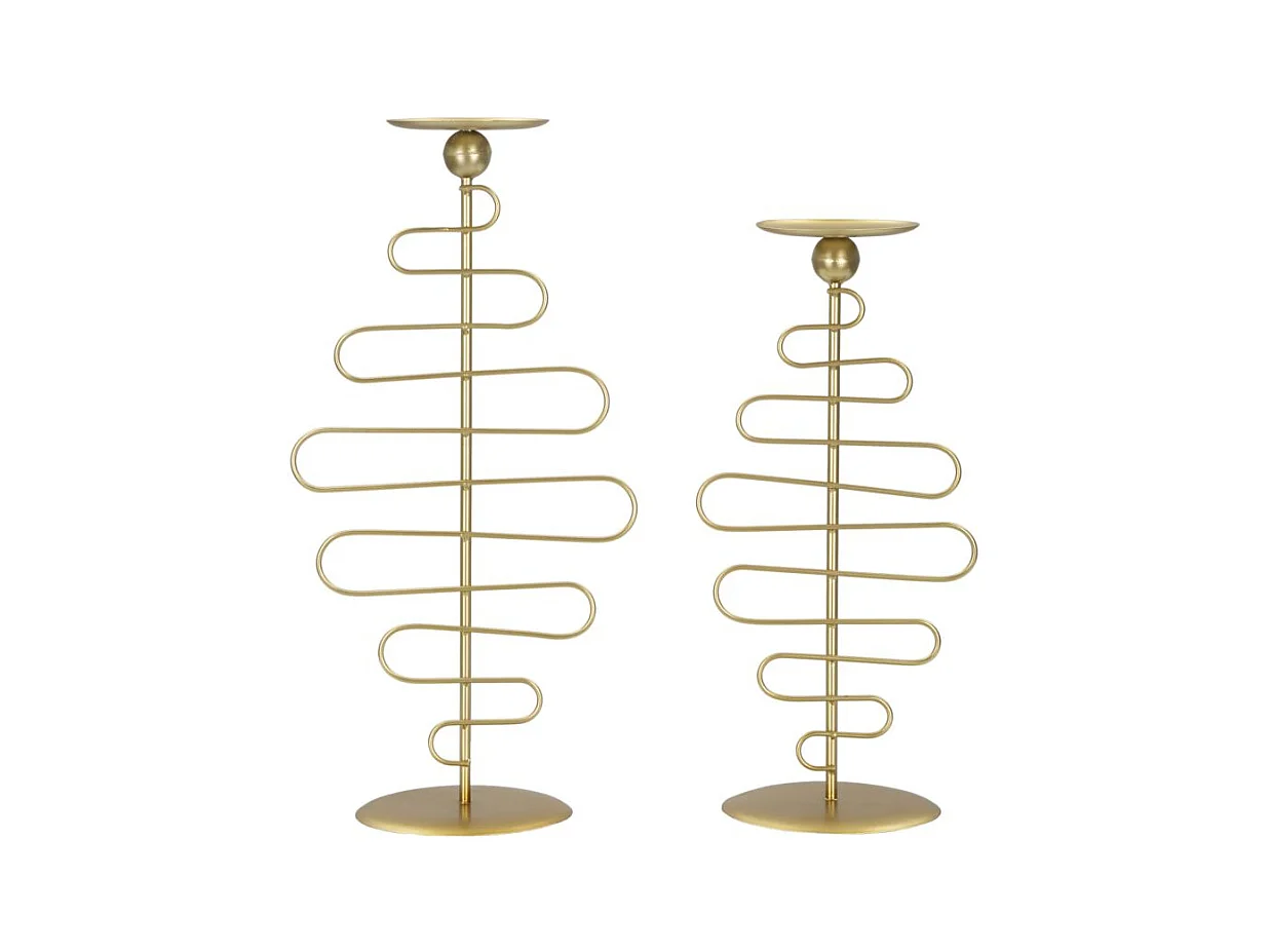 Lot de 2 bougeoirs en métal doré 25x16x51 - 20x16x43 cm