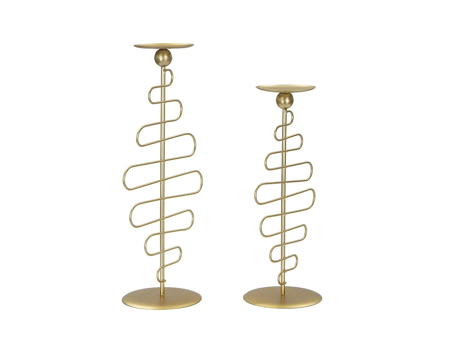 Set di 2 portacandele in metallo dorato cm 25x16x51 - 20x16x43