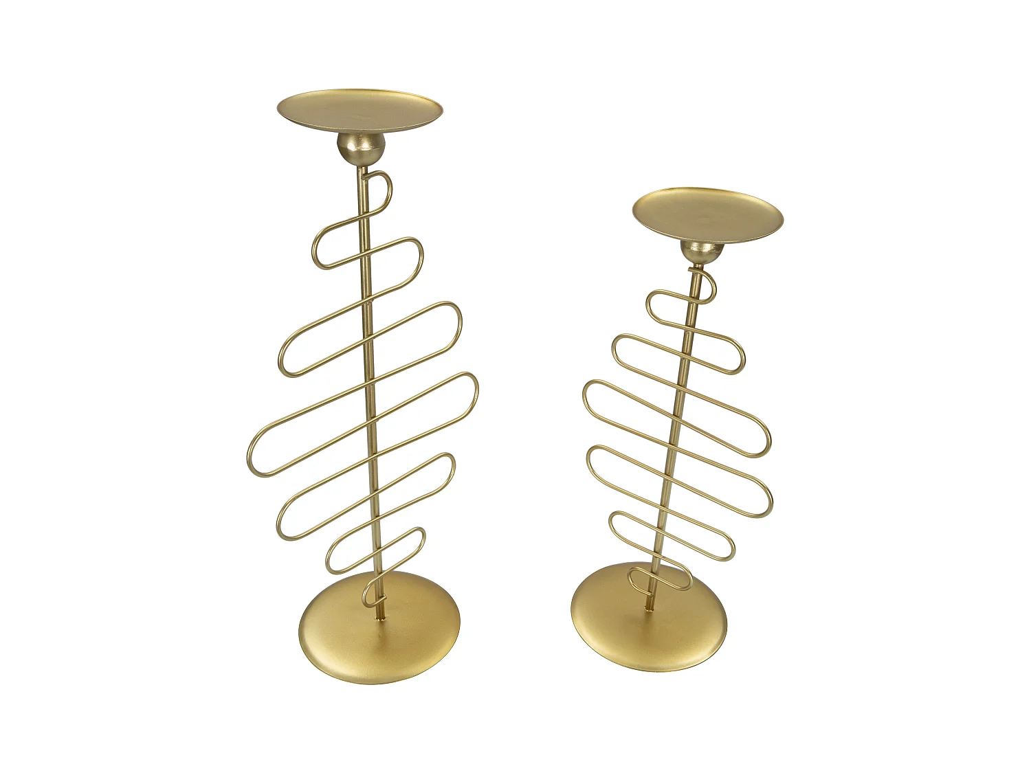 Set di 2 portacandele in metallo dorato cm 25x16x51 - 20x16x43