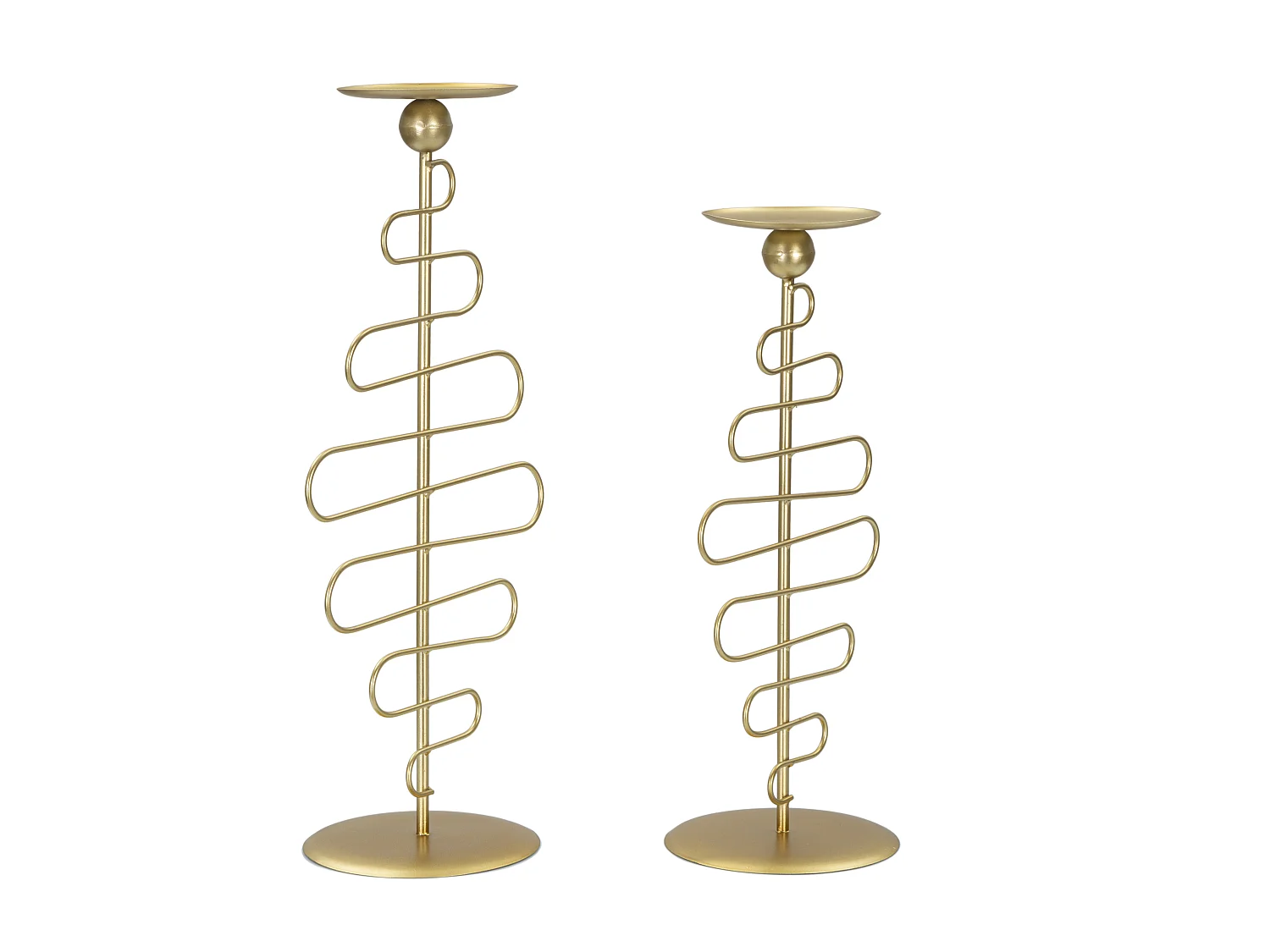 Set di 2 portacandele in metallo dorato cm 25x16x51 - 20x16x43